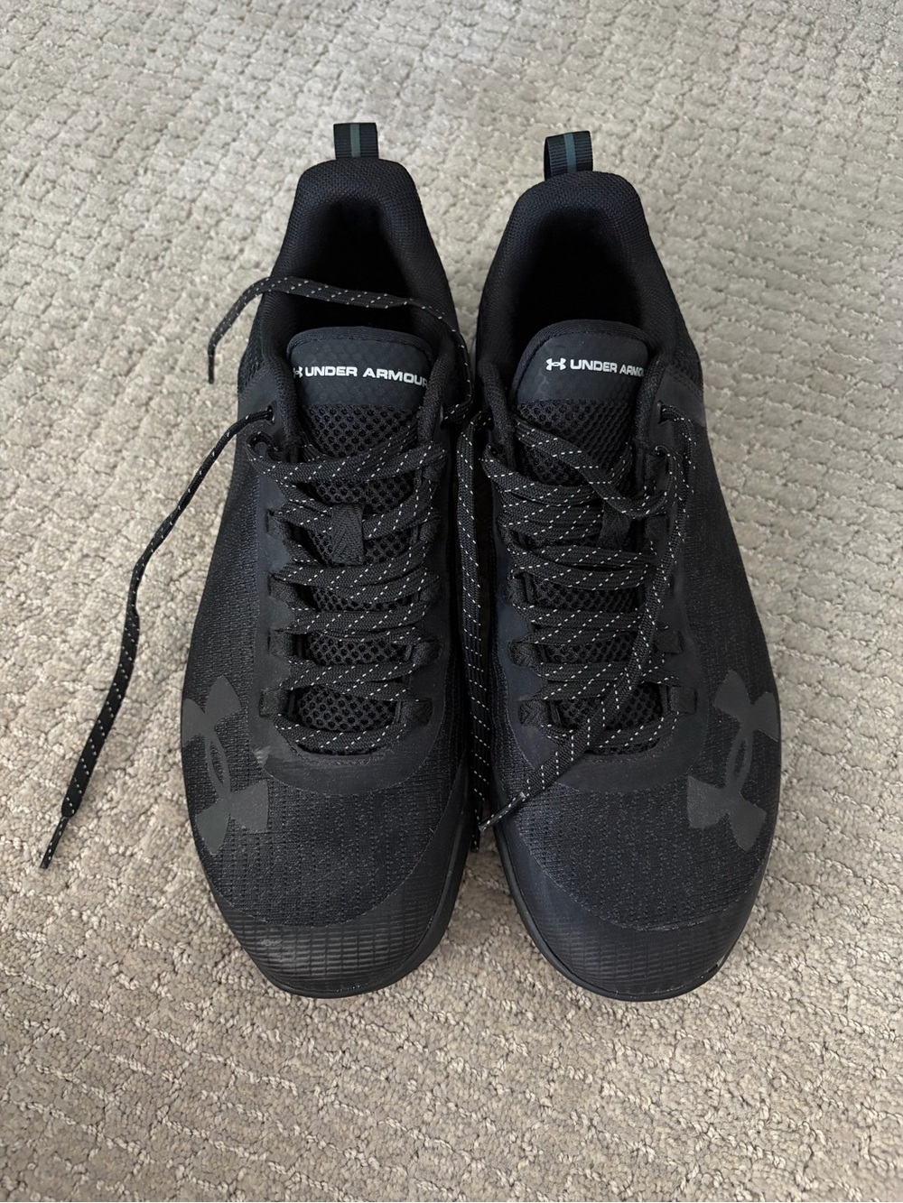 Under Armour Men’s Black Athletic Sneakers with Reflective Laces